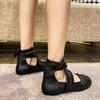 Fashion Round Toe Ankle Strap Women Mary Janes Flats 2025 Spring New Wrinkled Ballet Flats Soft Retro Walking Comfy Women Casual Shoes