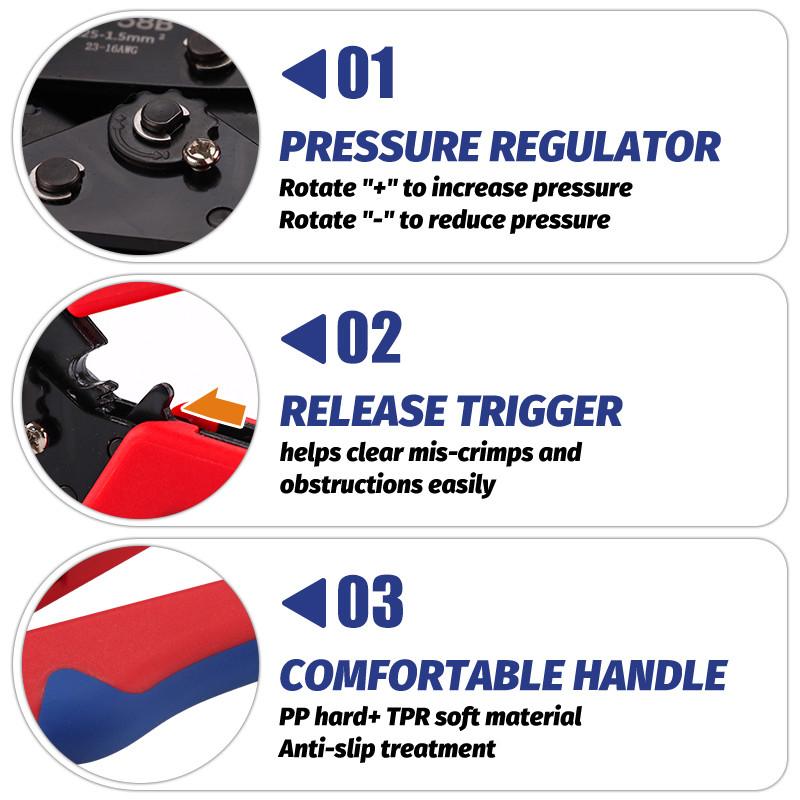 Ratchet Open Barrel Terminal Tool Open Barrel Terminal Crimp Tool Adjustable Gear Crimping Tool Kit