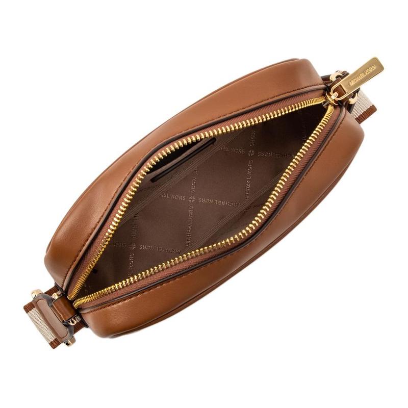 Michael Kors Maisie 2 IN 1 Brand Logo Adjustable Shoulder Strap Cotton and Polyester Crossbody Bag Small Women's Brown
