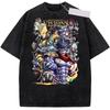 Anime Jojo's Bizarre Adventure STEEL BALL RUN Manga Vintage Camisetas Lavadas al Ácido para Hombres y Mujeres Ropa Casual Camisetas de Manga Corta