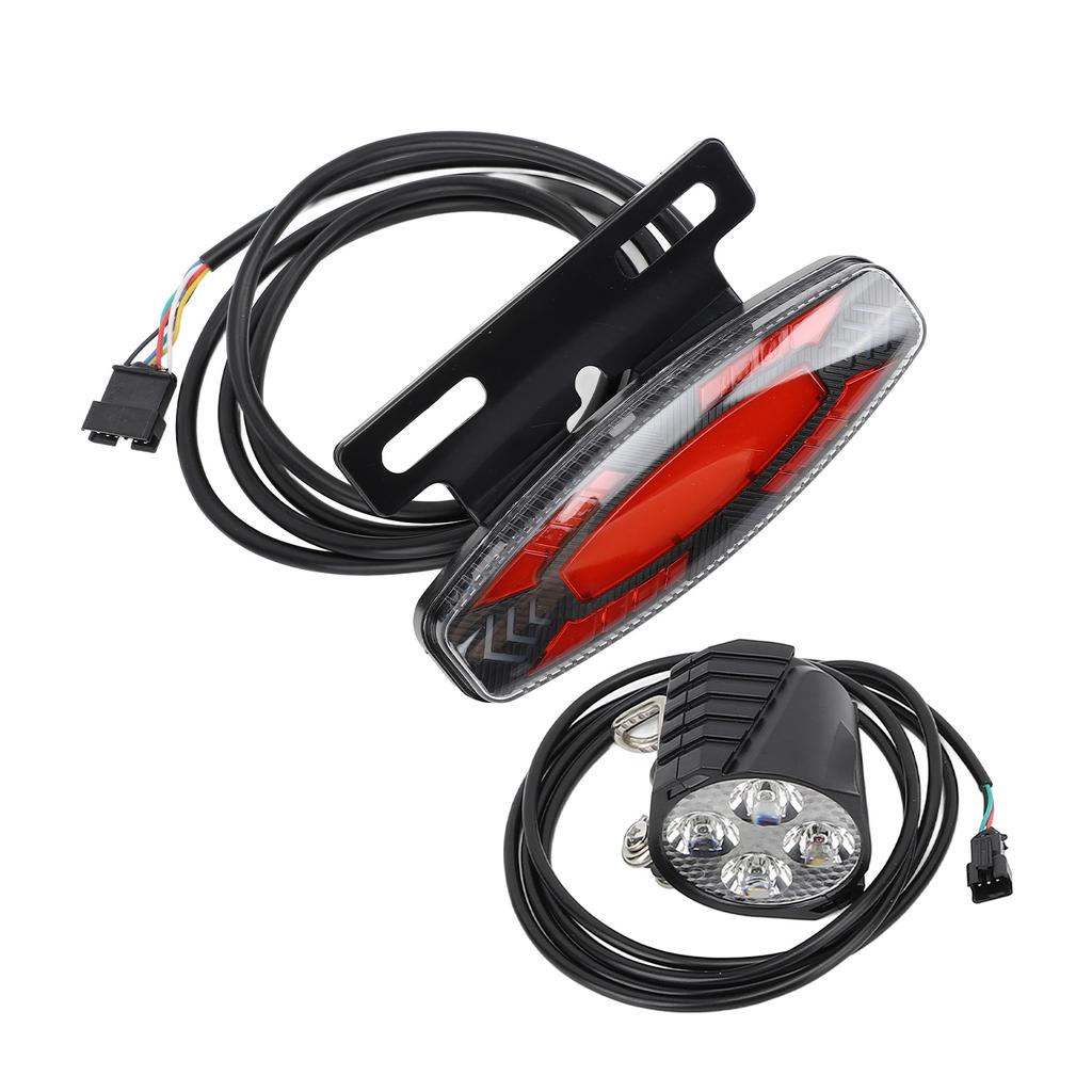 Bike Headlight Taillight Set High Brightness LED Front and Back Lamp Connection Cable Kit for 24V
