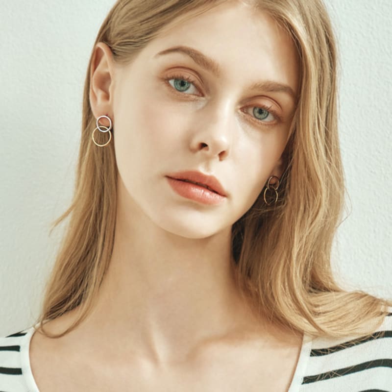 ELLE Jewelry Urban 14K GF Double Ring Combination Earrings ELGPEE457