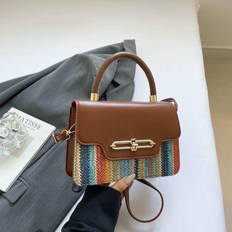 Trendy New Fashion Simple Design Popular Contrasting Colors Casual Shoulder Crossbody Portable Small Square Bag