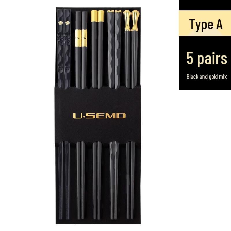 

Ruhan Alloy Chopsticks - Black & Gold 15-Pair Set