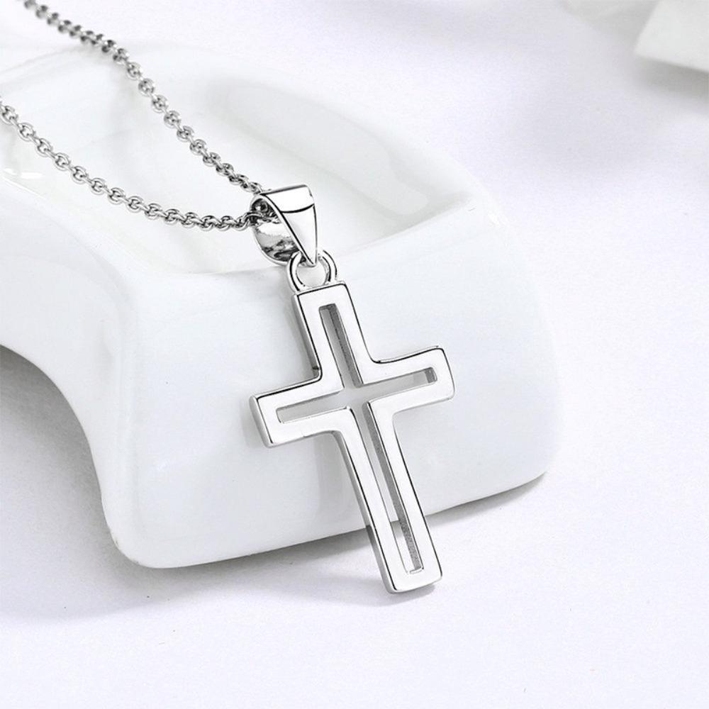 S925 Sterling Silver Cross Pendant Necklace for Women Elegant Minimalist Collarbone Chain