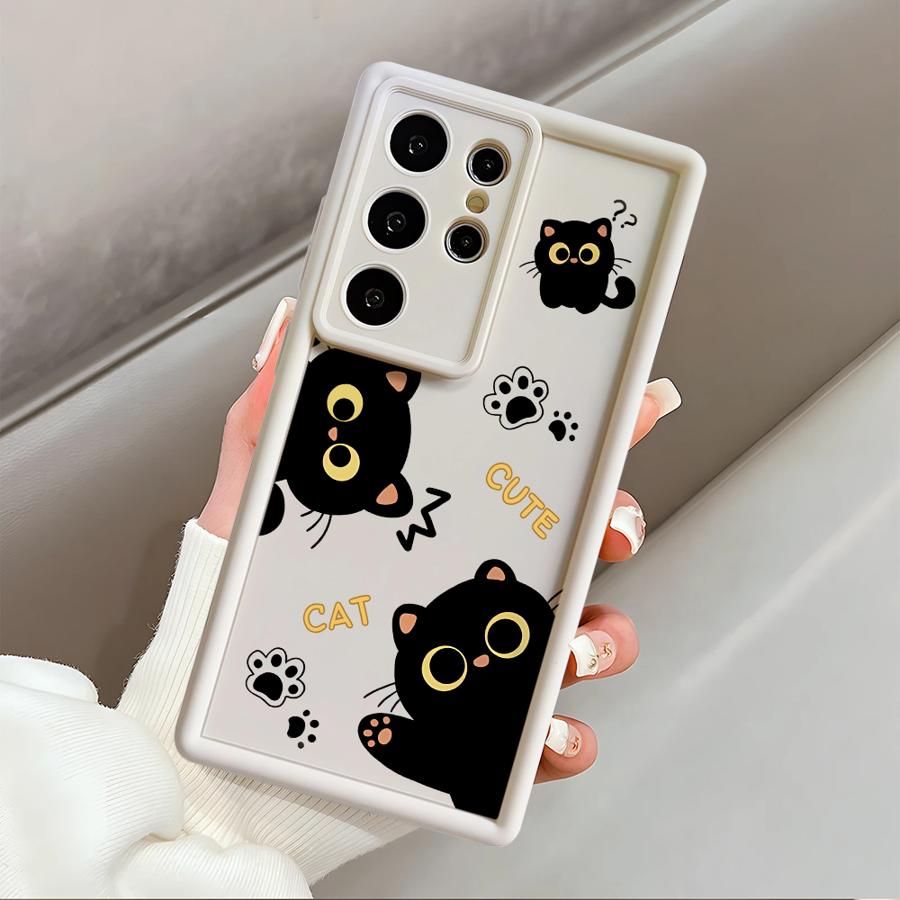 Case for Samsung Galaxy S26 Ultra S25 S21 S24 Plus S24Ultra S20FE S23 FE S25 Edge S22 Phone Cover Lovely Cartoon Black Cat