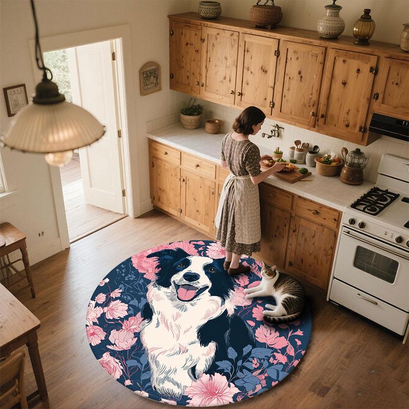 Sheepdog pattern round rug,Carpet Rug for Living Room Bedroom Playroom ,Non-slip Floor Mat,Holiday Gifts and Birthday Gifts.