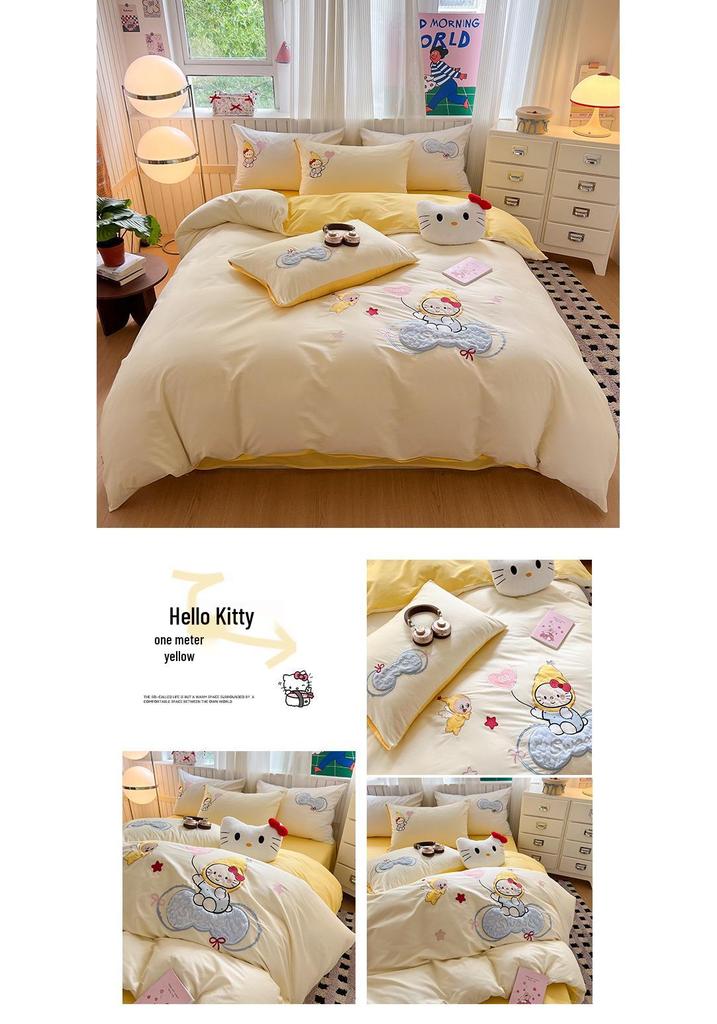 Adorable Cartoon Cotton Duvet Cover Set for Kids - 3 Pieces for College Dorms