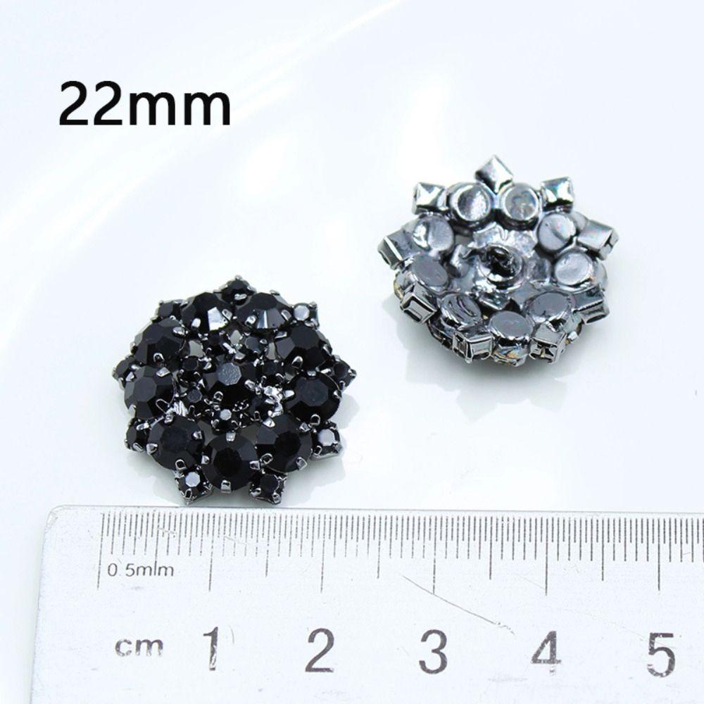 5 Stück Blume Kralle Strassknopf Glitzer Kristall Schwarze Glasperlen Dekorative Ziersteine 22mm Druckknopf