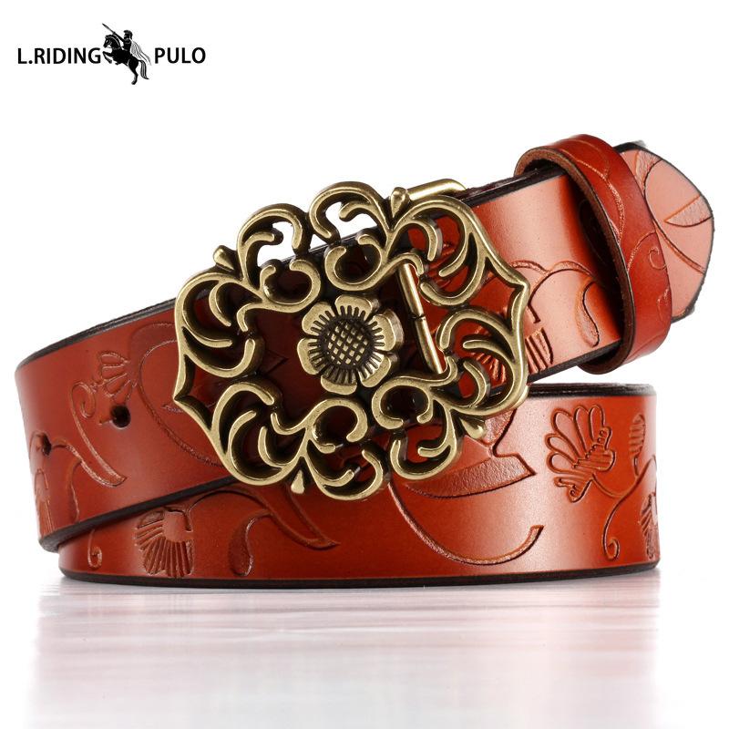 Vintage pásek z hovězí kůže Etnický styl Džíny Pravá kožená opasek Dámská móda Univerzální Dámský opasek