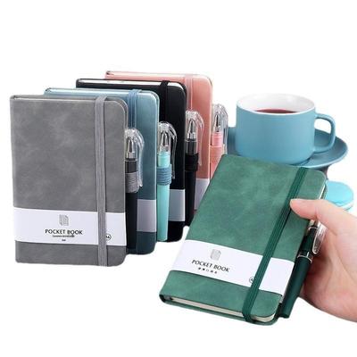 A7 Color Elastic Band Pocket Notebook - Student Memo with Skin-Feel Leather Cover