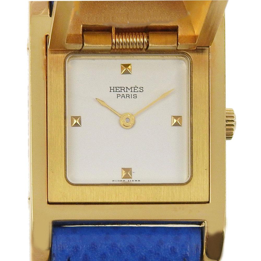 HERMES Medor Watches WhiteDial Plated Gold/Embossed Leather Quartz Analog display Women Used