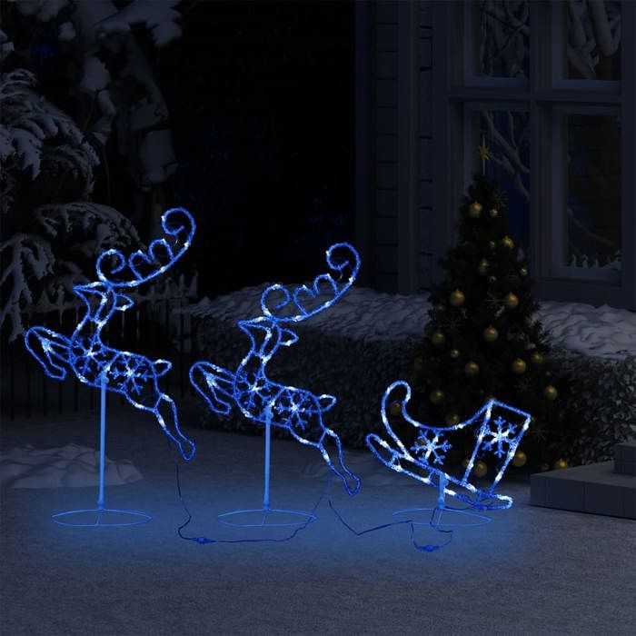 VidaXL Reindeer and Sleighs Christmas Flying Christmas Decoration Garden Patio Backyard Outdoor Indoor Acrylic 260x21x87 328511