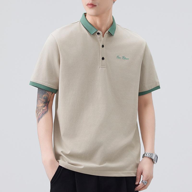 Short Sleeved T-shirt for Men In Summer, Men's Lapel Casual Polo Shirt, Solid Color Embroidered T-shirt, Thin Design