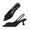 Fashion Summer Pointed Black Soft Bottom Low Heel Fashion Women's Shoes New Wedge Square Heel Sandals Buckle Wedge Women's High Heels
