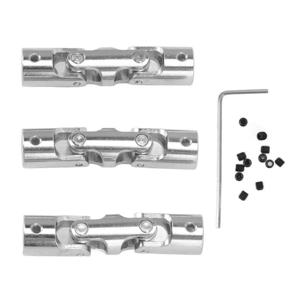 3Pcs 6mm to 6mm Inner Dia 2 Section Rotatable U Joint Coupler Metal Steel Universal Steering Shaft
