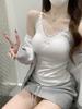 #Early autumn new polished deep V-neck lace thermal vest slim one-piece with chest pad versatile woman