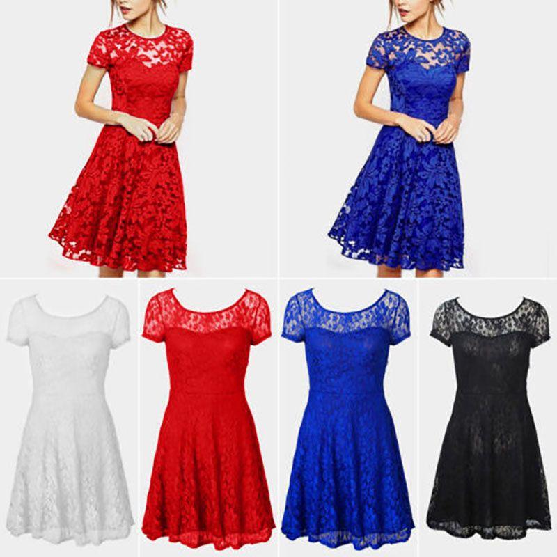 Elegant Women's Lace Floral Prom Swing Dress For Stylish Bridesmaid Celebrations