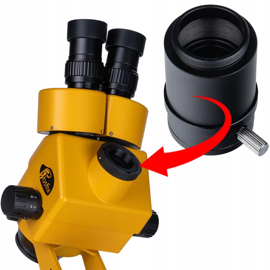 Rosfix Mikroskop Trinokularowy Na Wysięgniku 7–45x Z Kamerą 51MP 4K – Profesjonalny Zestaw Do Inspekcji | Oświetlacz LED 56x | Soczewka Barlow 0.5x