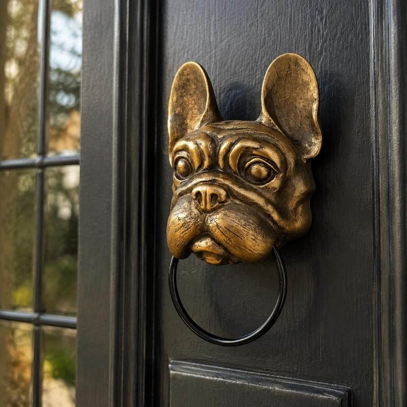 Decorative Animal Door Knocker with Raised Head and Lifting Handle for Wood, Metal, Garden, Entry, and Shop Entrances