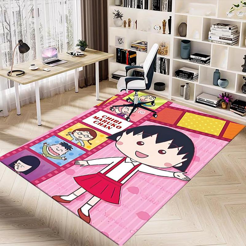 1 Stück Chibi Maruko Chan Abenteuer Teppich für Spielzimmer Schlafzimmer Wohnzimmer Sofa Heimdekoration, Kinder Spielbereich Teppich Rutschfeste Bodenmatte Y72816