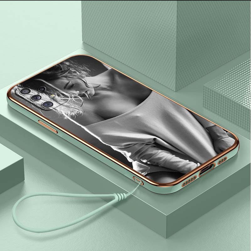 Luksusowe, platerowane etui na telefon TPU ze smyczą do Samsung Galaxy A04 05s A13 A14 A24 A54 A34 Note20 S23 Ultra etui A32 Hot Girl Twerk It Swag Art Design
