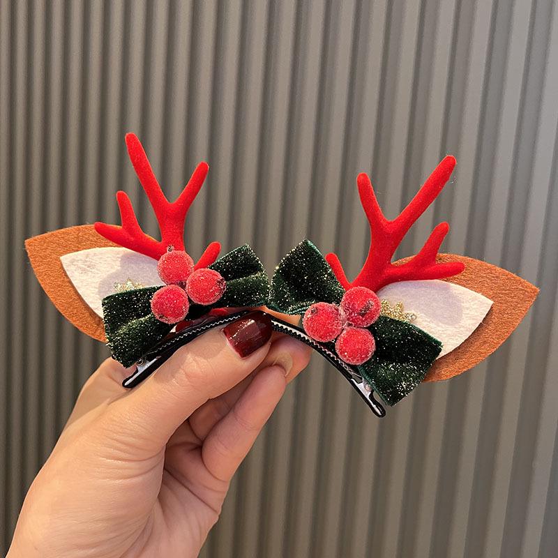 Festive Reindeer Antler Hair Clips – 3D Christmas Headwear for Women & Kids