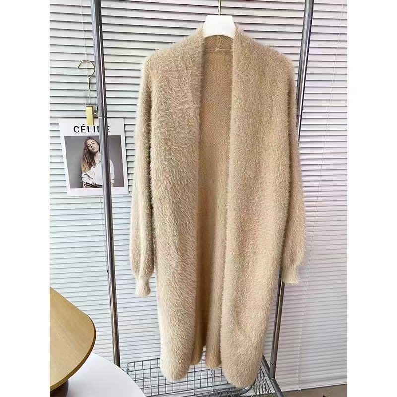 Autumn Winter Cardigan Sweater Women Mid-length Buttons Sexy Slim Imitation Mink Knitted Cardigan Jacket Female Sweater