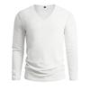T-shirt Estiva da Uomo a Manica Lunga Scollo a V Cotone Lino Ampia Casual Base Monocolore Magliette Top Traspiranti