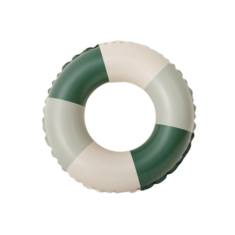 Retro Style Inflatable Swim Ring for Kids and Adults Retro Green Stripe