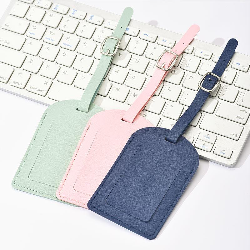 Suitcase Identifier Label Baggage Pu Leather Boarding Bag Tag Name Id Address Holder Accessorie Travel Luggage Tag For Women Men