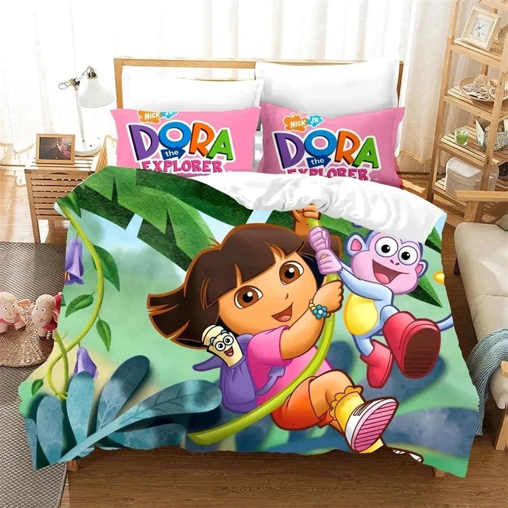 

3D-принт D-Dora Cartoon Explorer Комплект постільної білизни Підодіяльник Постільний комплект Підодіяльник Наволочка Підодіяльник king Queen Size Хлопчики Дорослі 155x220cm 3pcs