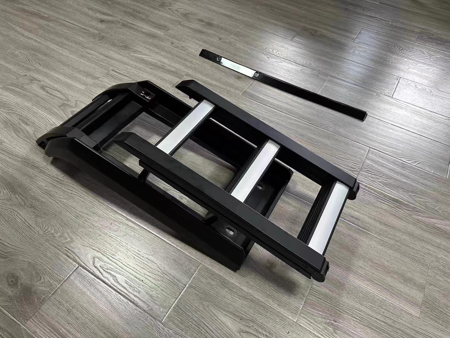 

Black Silver Car Ladder Roof Racks & Boxes Foldable for Land Rover Defender 110 Side Climbing Ladders Bodyguard Accessories