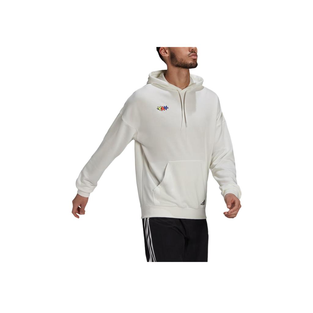 Adidas Printed Sports Loose Hoodie Men Tops White H61132