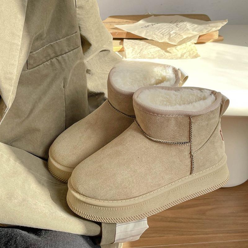 Snow Boots Women's New Winter Platform Cotton Shoes Piled and Thickened Short Boots Non-slip and Warm