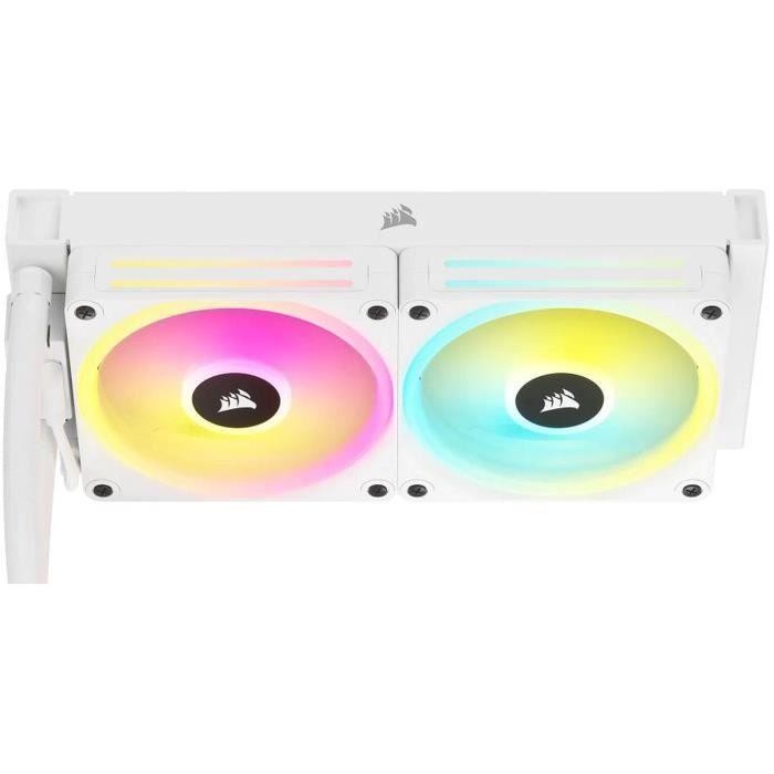 Refroidissement pc - corsair - cw-9061005-ww - icue link h100i rgb liquid cpu cooler with qx120 rgb fans - white