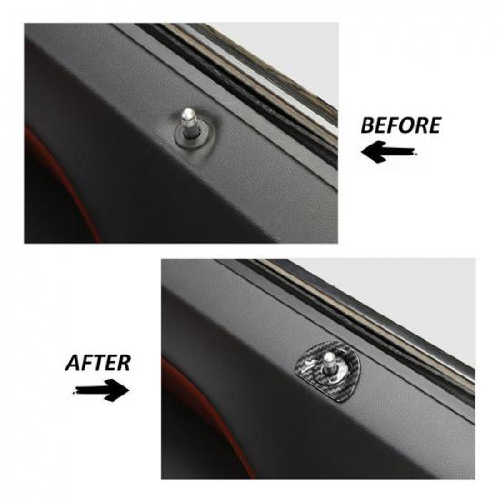 Door Lock Pin Knob Cover Inner Trim Bezel For Dodge Challenger 09-14Carbon Fiber