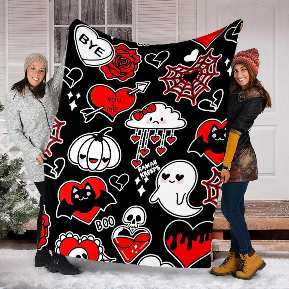 1pc Gothic decor Throw Blanket Polyester Fiber, Lightweight Flannel, Soft & Warm, All Season Use for Outdoor, Camping