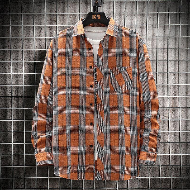 Four-season Plaid Shirt Loose Plaid Shirt American Retro Daily Versatile Shirt Jacket