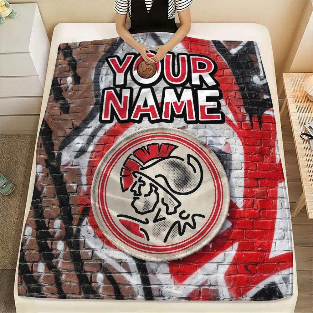 Custom Name,AFC Ajax Printed Flannel Blanket, soft throw for bedroom sofa, washable, Christmas present, great gift.