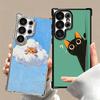 Cat Cute Kitten Cartoon Plating Phone Case For Samsung Galaxy S24 S25 FE S26 Edge S23 Ultra S22 S21 Plus S20 Anti-Fall Airabag C