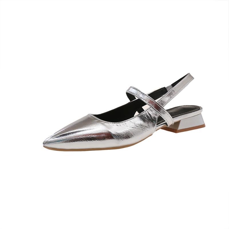 Fashion Luxury Summer Pointed Toe Women Sandals Fashion Singbacks Mules Shoes Ladies Elegant Low Heel Stripper Party Sandalias
