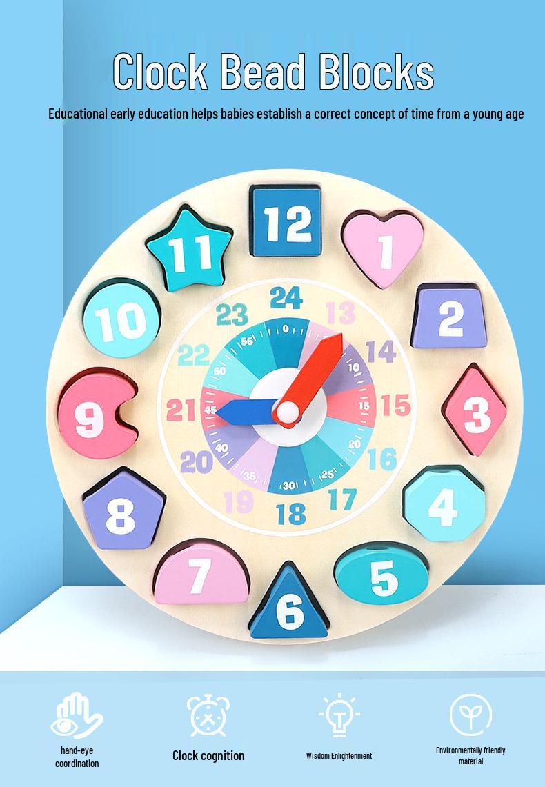 Children s Wooden Magnetic Clock Puzzle - Educational Toy for Time Telling & Shape Matching (Ages 3+)