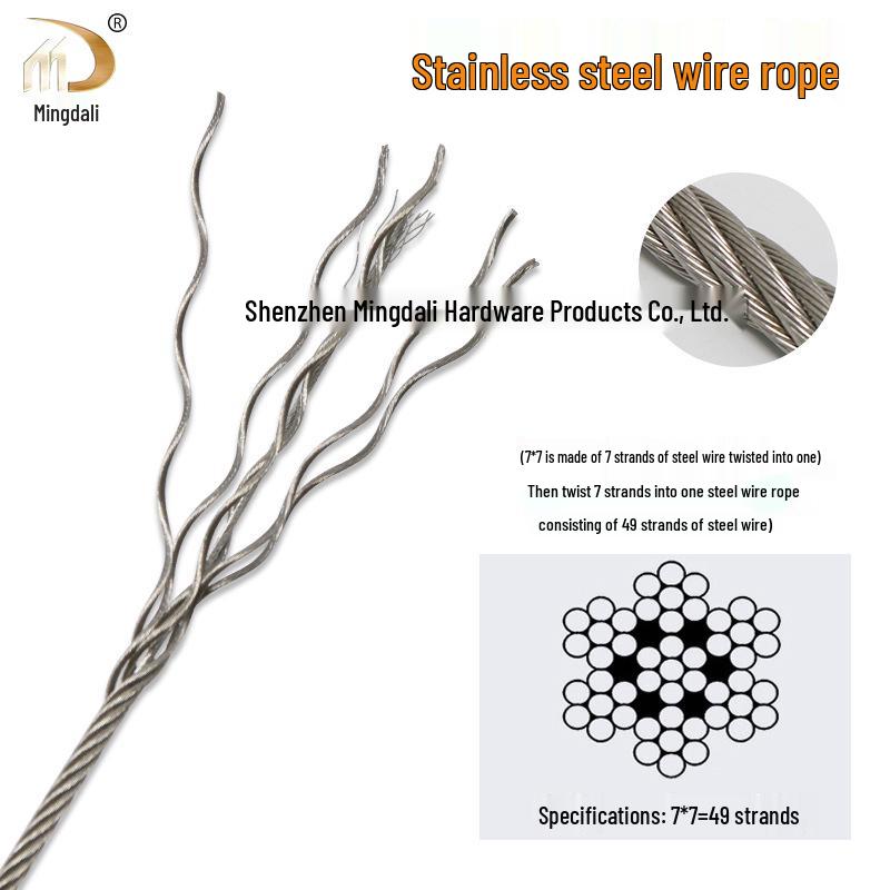 304 Stainless Steel Plastic-Coated Wire Rope, 1-8mm Thick Clothesline