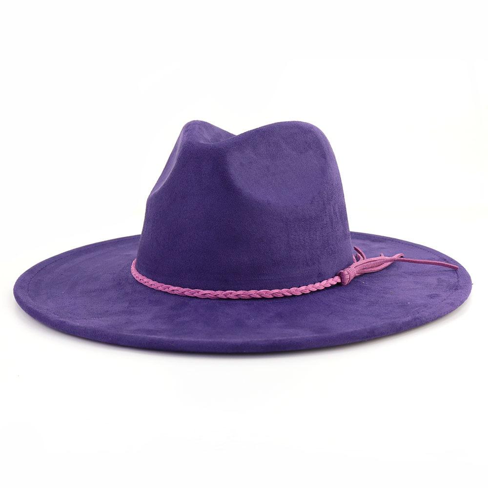 Unisex Suède Vilt Fedora Hoed Brede Rand Platte Rand Elegante Klassieke Herenhoed M 56-58cm blue
