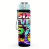 1PC Rainbow Six Seven Bright Graffiti Text 750ml Color Plastic Water Bottle Leakproof Flip Straw Lid For Sports Office Home Use