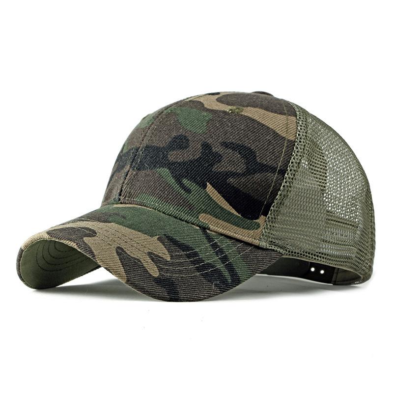 

Unisex Camo Trucker Hat Summer Breathable Mesh Baseball Cap Outdoor Tactical Military Style Sun Shade Peaked Hat Casual Snapback 56-60cm
