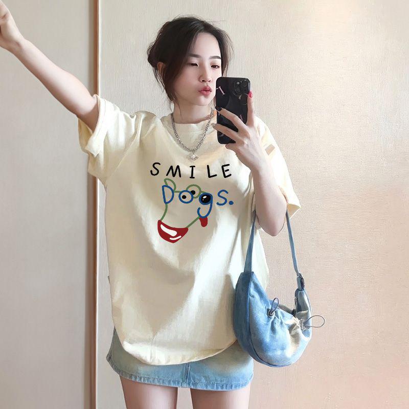 Women's White Cotton Short Sleeve Summer T-Shirt, 2026 New Style - Versatile Loose Fit Half Sleeve Top