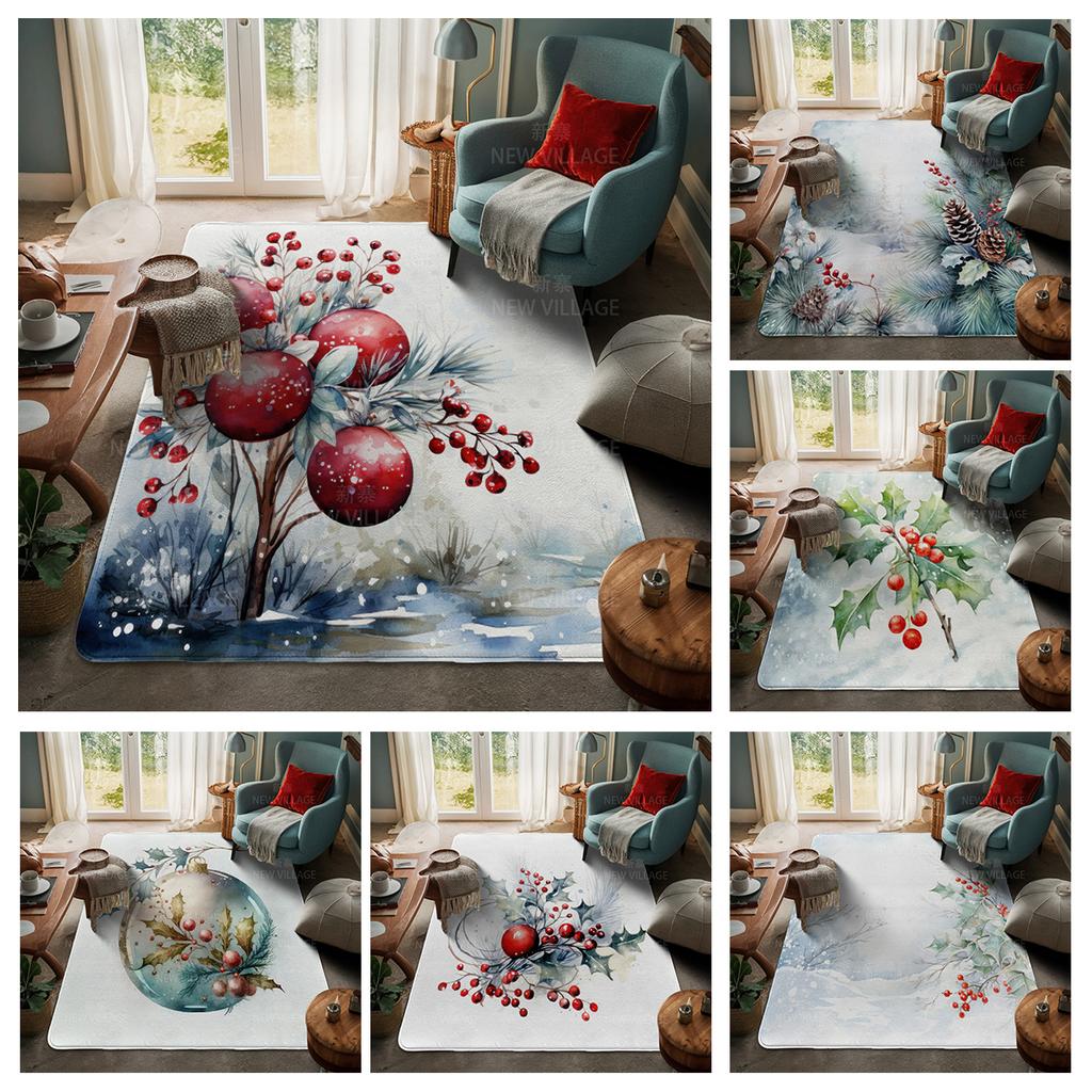 House Entrance Carpet Home Door Mat Living Room Bath Foot Bathroom Non-slip Water Absorption Rugs Bath Merry Christmas Winter