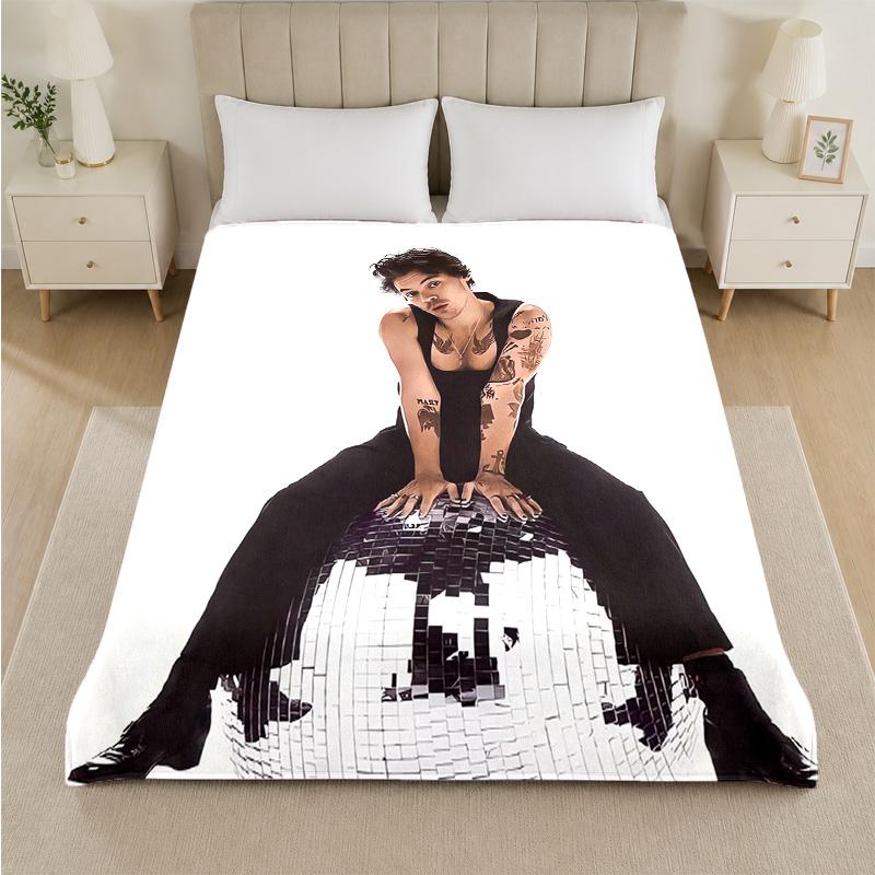 Coperta in Flanella con Stampa di Harry Styles Morbida Calda Coperta in Peluche per Letto Divano Divano Uso Domestico Interno